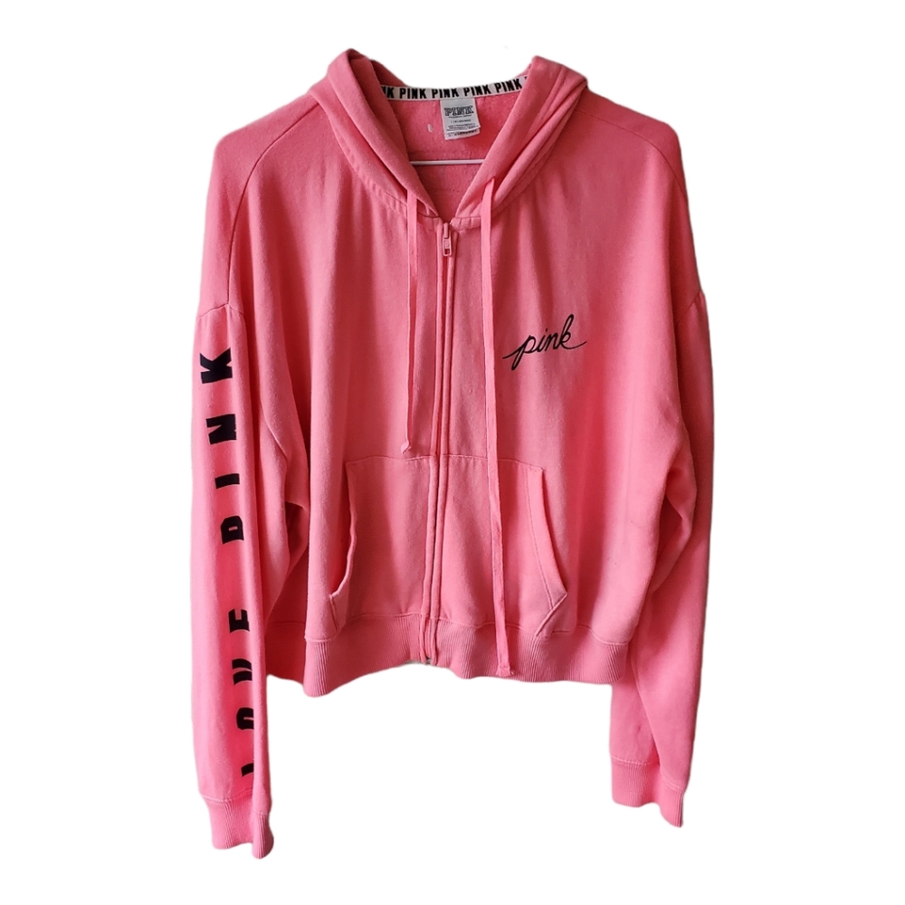 Pink pink and black full front zip hoodie size large